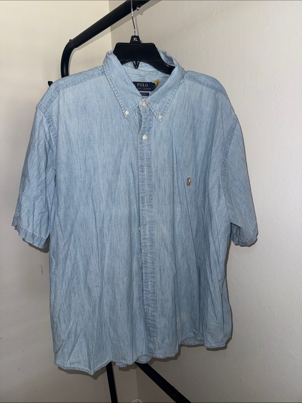 Polo by Ralph Lauren Light Blue Short Sleeve Chambray Button-Down Shirt